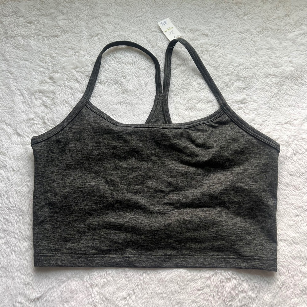 OFFLINE by Aerie Recharge Sports Bra Crop Top Gray Heather Racerback L NWT Scoop